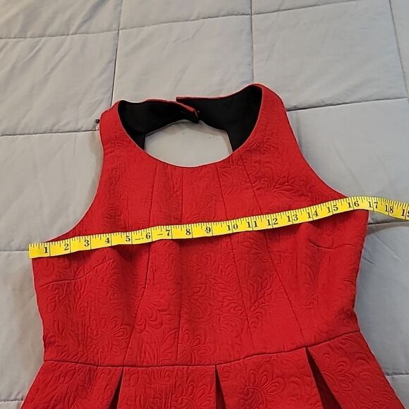 Anthropologie moulinette souers red brocade a-line scoop neck dress - Picture 12 of 13